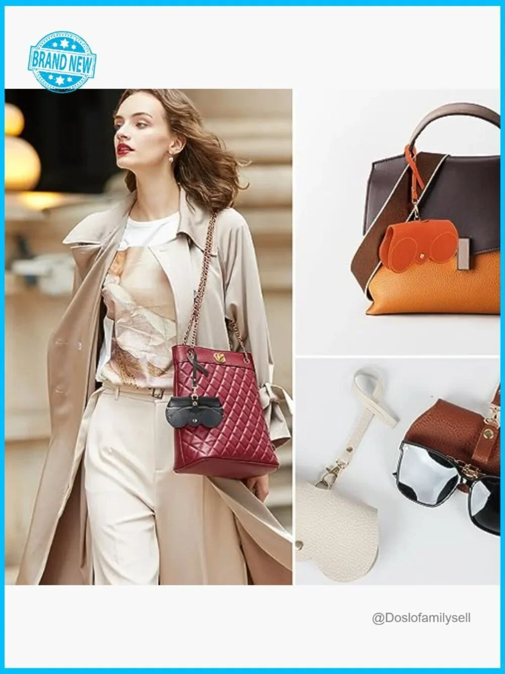 Soft Leather Sunglasses Case with Strap Portable Modern Eyewear Organizer